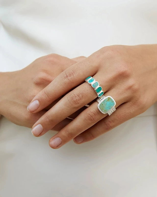 Sterling Silver Medium Turquoise Cushion Ring