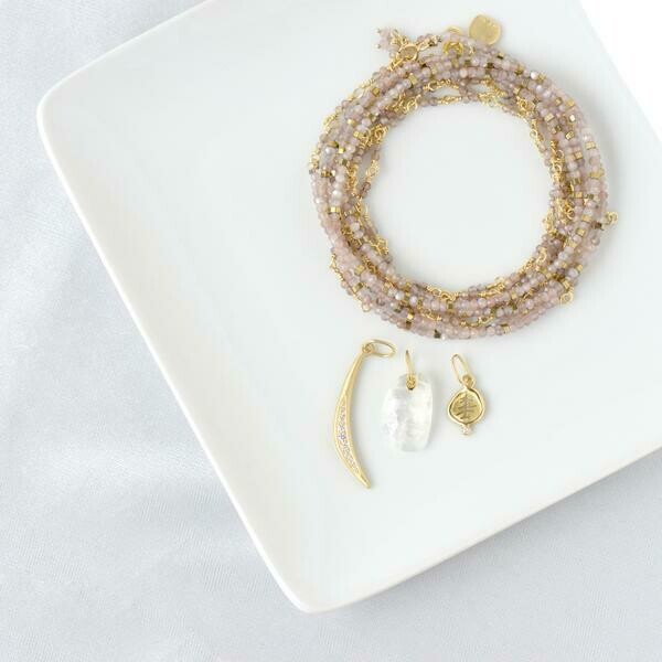 Confetti Mink Moonstone Wrap Bracelet - Necklace