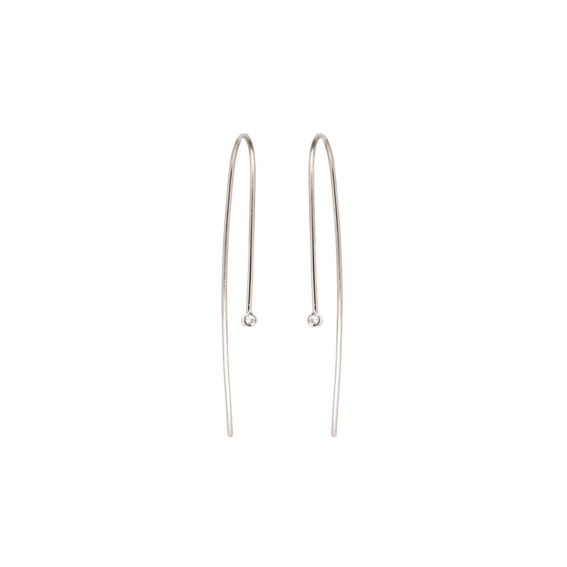 Bezel Set Diamond Wire Earrings