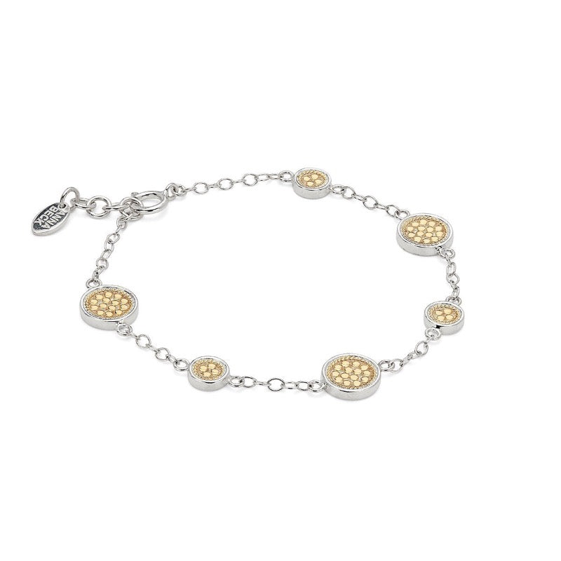 Dotted Disc Station Bracelet - Gold & Silver