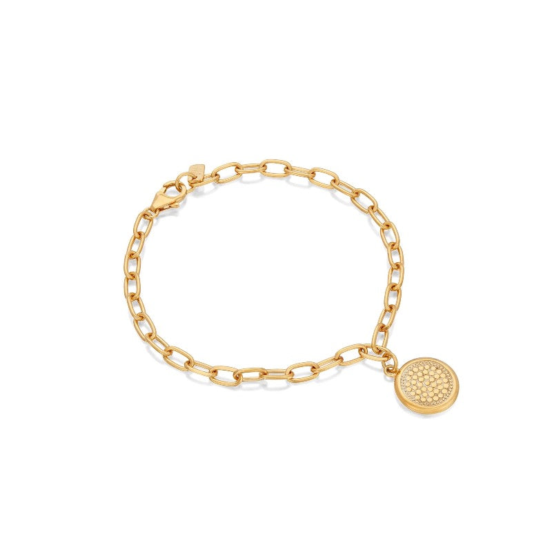 Classic Smooth Rim Charm Bracelet - Gold