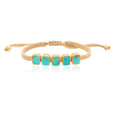 Turquoise Five Stone Gold Woven Bracelet