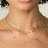Dangling Mixed Round Emeralds & Diamonds Necklace