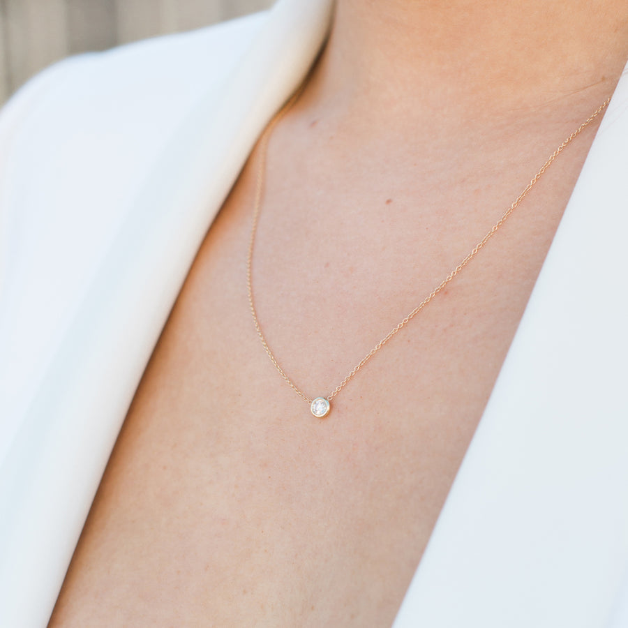 Large Single Floating Diamond Necklace