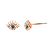 Petite Evil Eye Post Earrings with High Polish Lashes