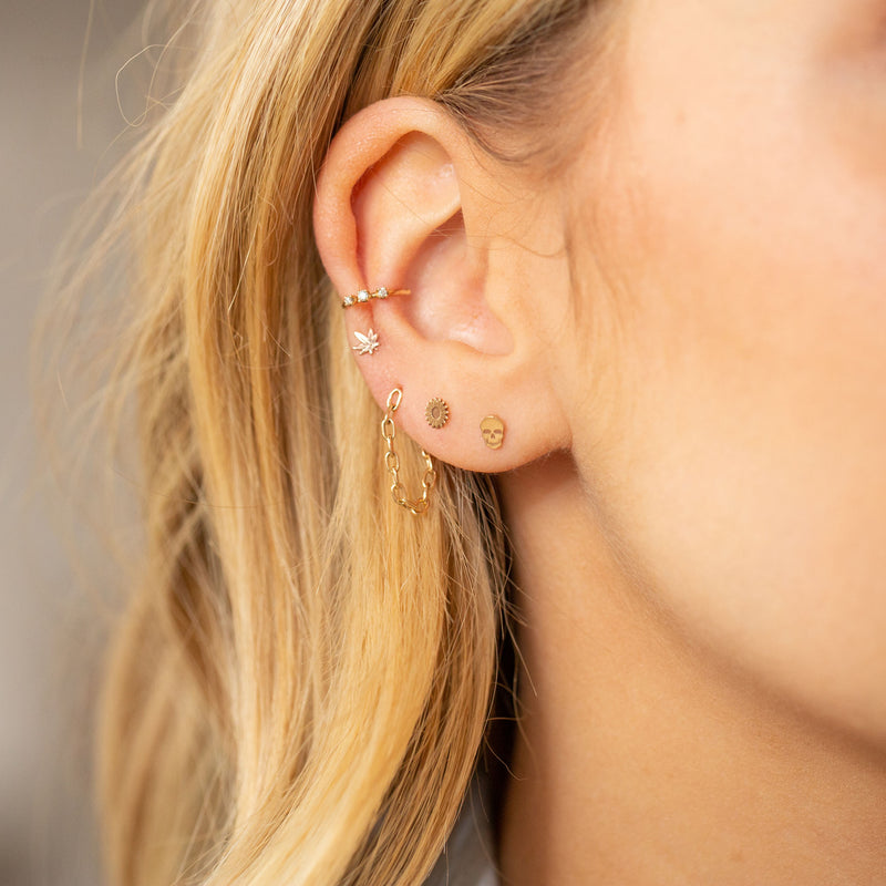 Small Square Oval Link Chain Earrings