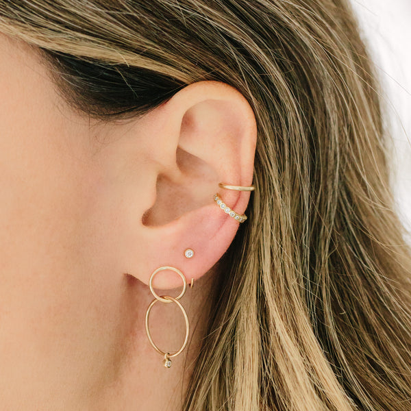 Diamond Bezel Reversible Huggie Hoop Earrings
