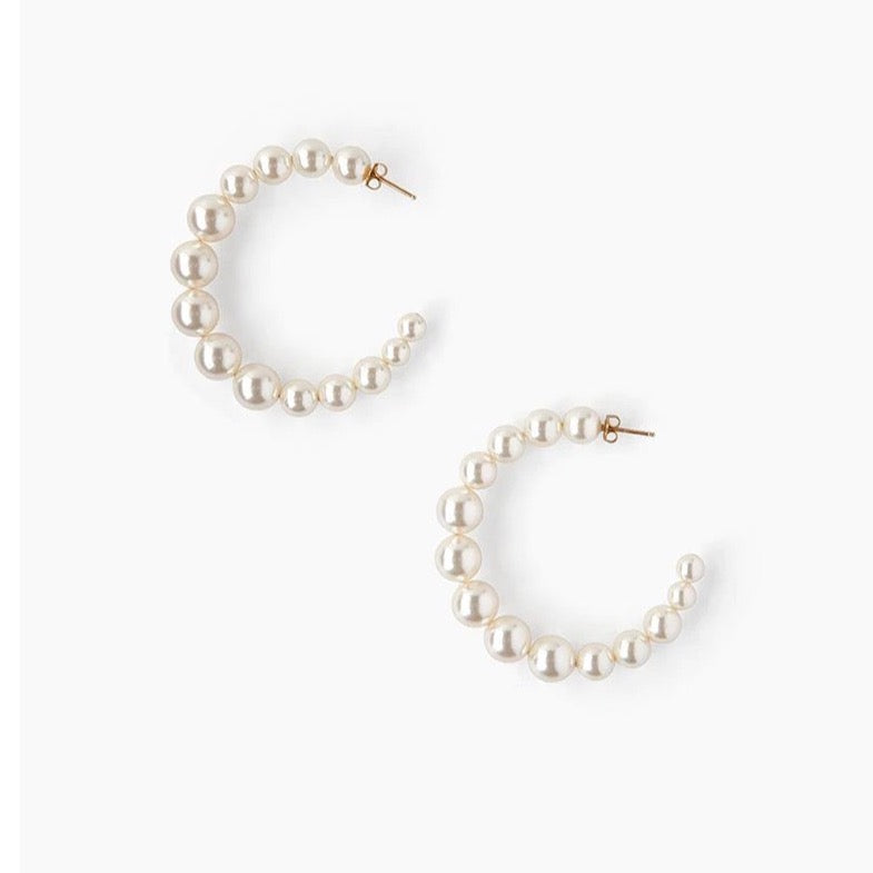 Standard Cream Pearl Hoop Earrings