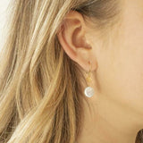 Hammered Disc with Coin Pearl Drop Earrings
