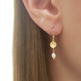 Hammered Disc with Nugget Pearl Drop Earrings