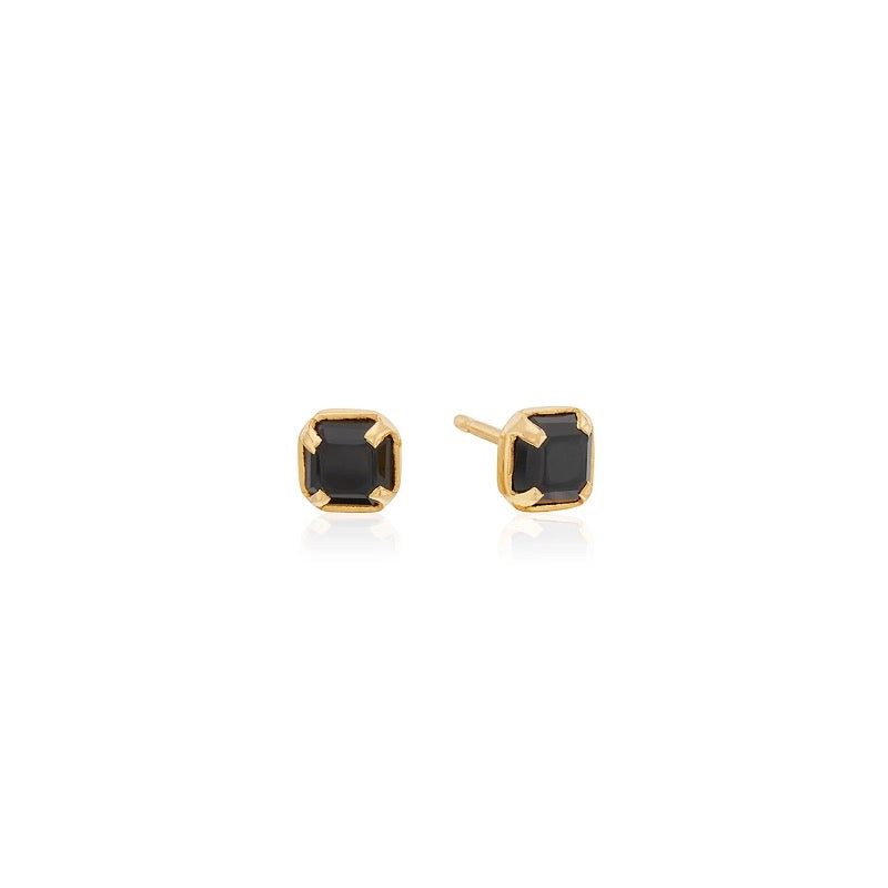 Small Black Onyx Prong Stud Earrings