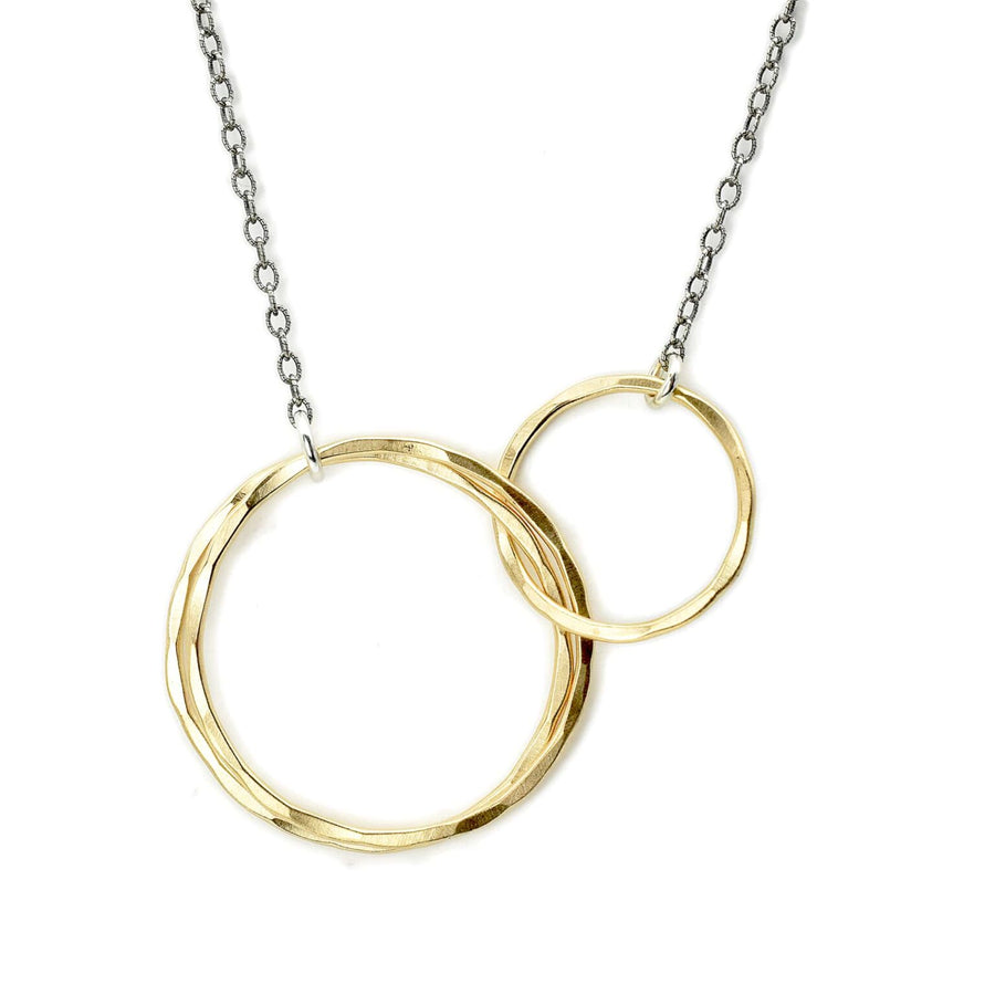 Mixed Metal Triple Interlocking Circles Necklace