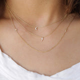 Itty Bitty Off-Center Moon And Star Necklace