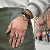 Asymmetrical Faceted Linen Sapphire Bracelet with Double Diamond Accents