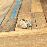 Asymmetrical Snakeskin Agate Ring with Triple Satellite Diamonds