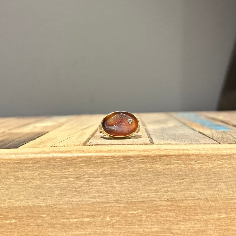 Bali Dark Druzy with Inset Diamond