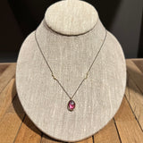 Oval Faceted Rhodolite Garnet Necklace with Gold Branches