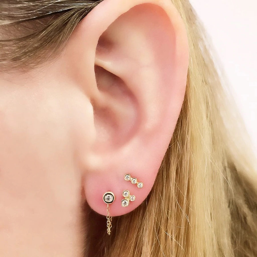 Triple Bezel Diamond Bubble Post Earrings