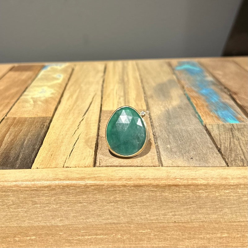 Asymmetrical Emerald with Satellite Diamond