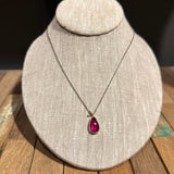 Cabochon Teardrop African Ruby with Diamond Charm