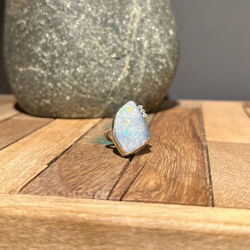 Australian Opal With Satellite Diamonds