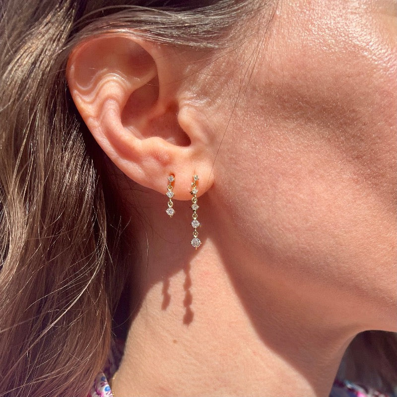 5 Linked Graduated Prong Diamond Drop Earrings