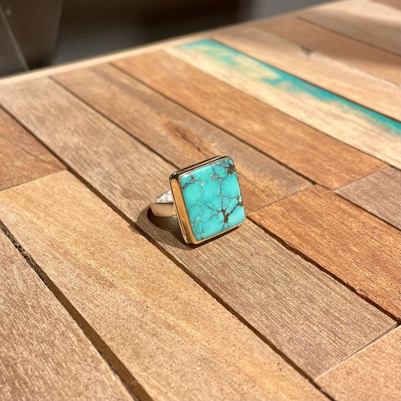 Square Hubei Turquoise Ring