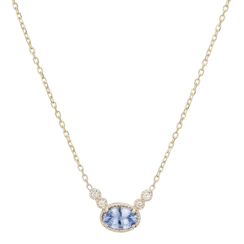 14k Gold Ceylon Sapphire Diamond Dew Necklace