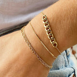 Extra Small Curb and Small Square Oval Link Double Chain Bracelet