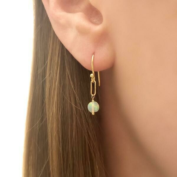 Opal Paperclip Drop Earrings