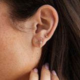 3 Linked Mixed Diamond Short Drop Earrings