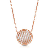 Large Pave Disc Necklace - 15mm