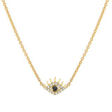 Petite Evil Eye Necklace with High Polished Lashes