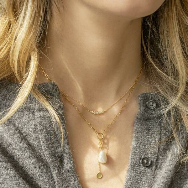 Paperclip and Keshi Nugget Necklace