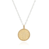 Hammered Two Tone Reversible Circle Necklace