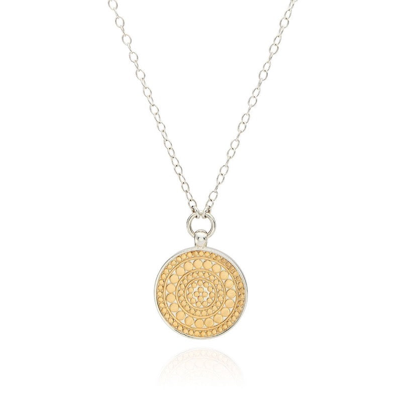 Medium Disc Reversible Pendant Necklace - Gold & Silver