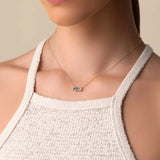 Blue Ombre Mix Stone Bar Necklace