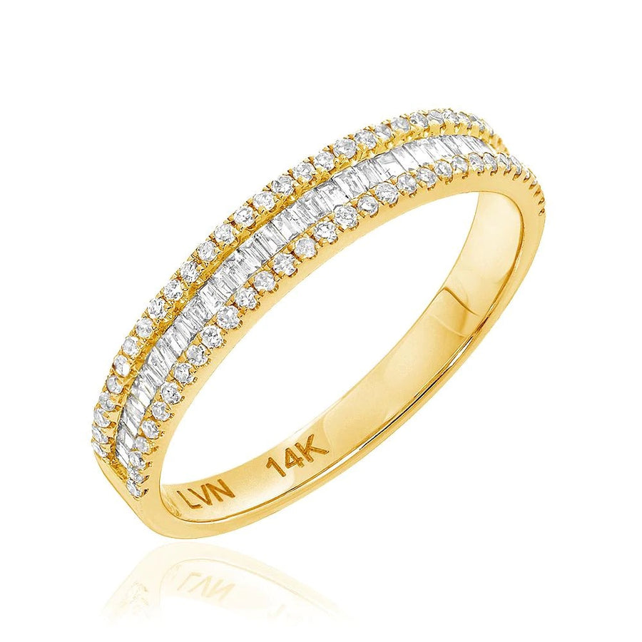 Halfway Channel Baguette with Diamond Edge Band
