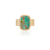 Gold Plated Medium Turquoise Cushion Ring