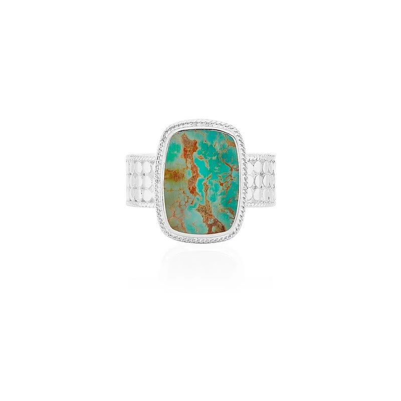 Sterling Silver Medium Turquoise Cushion Ring