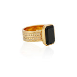 Large Black Onyx Rectangle Ring - Gold