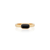 Small Black Onyx Rectangle Ring - Gold