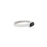 Small Black Onyx Rectangle Ring - Silver