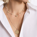 Dotted Disc Station Necklace - Gold & Silver