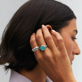 Sterling Silver Amazonite Circle Cocktail Ring