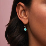 Gold Plated Amazonite Charm Drop Earrings