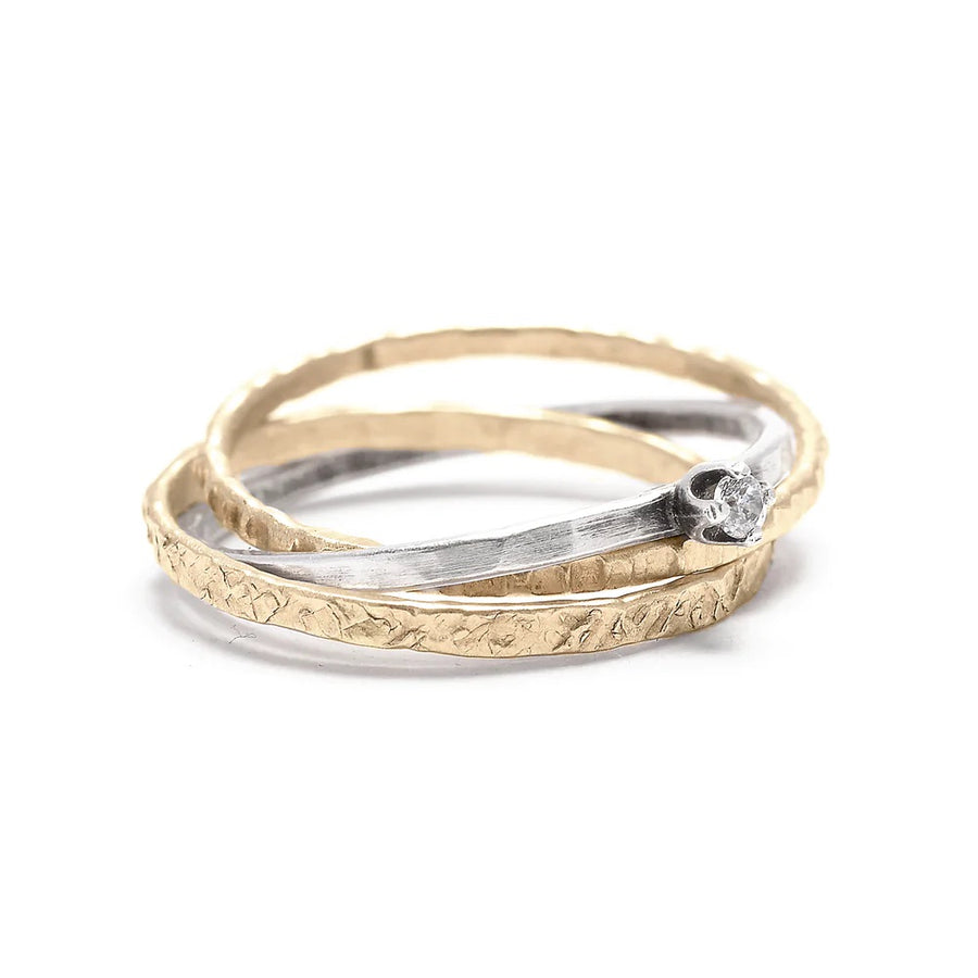 Mixed Metal Intertwined Ring with CZ