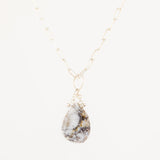 Dendritic Opal Necklace with Tiny Chain Detail