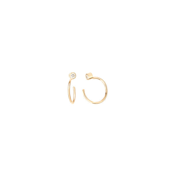 Diamond Bezel Reversible Huggie Hoop Earrings