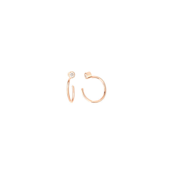 Diamond Bezel Reversible Huggie Hoop Earrings
